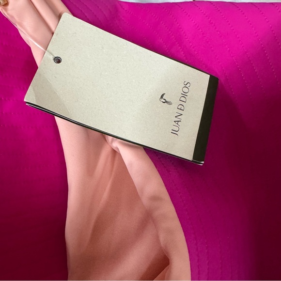 JUAN DE DIOS Women's Sunset Waves Reversible One shoulder Bikini Top Fuchsia - Picture 2 of 5